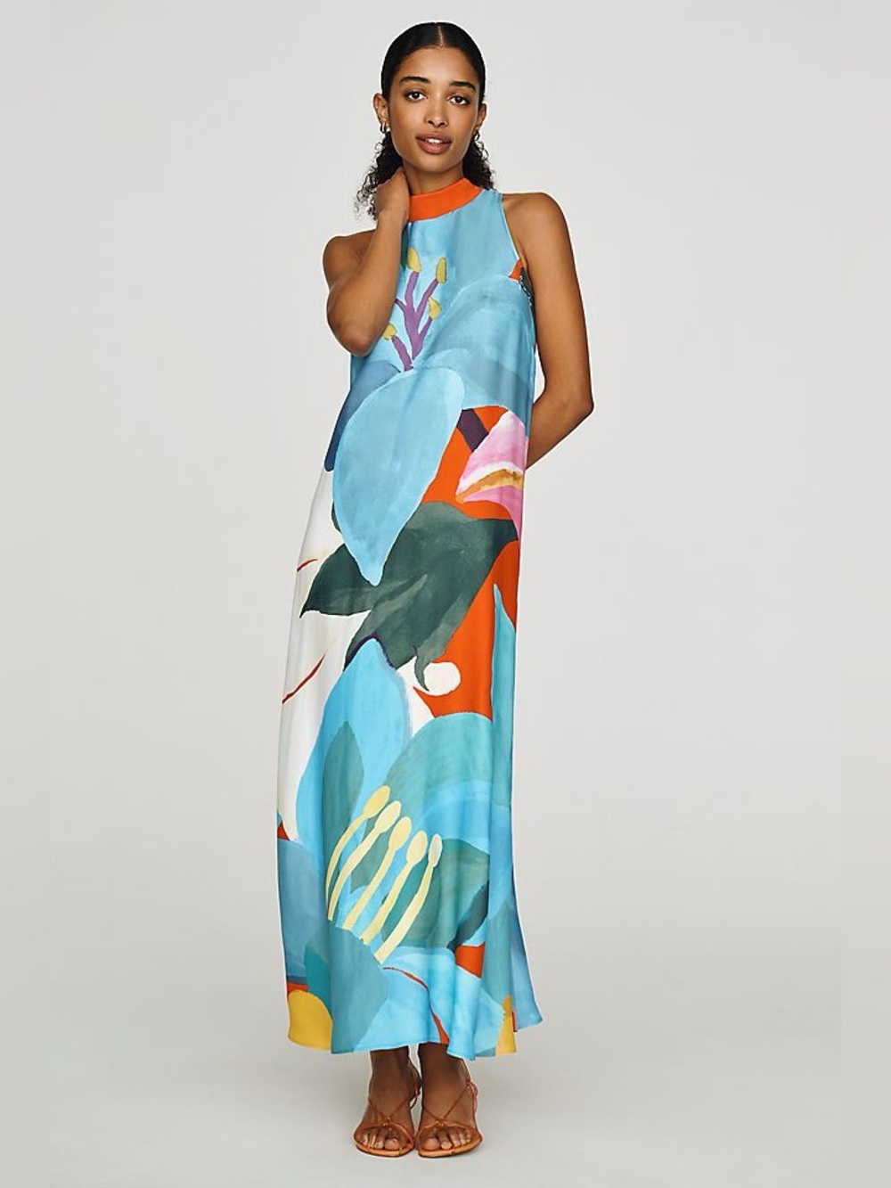 Anthropologie Farm Rio Floral Halter Maxi Dress Sz M NWT